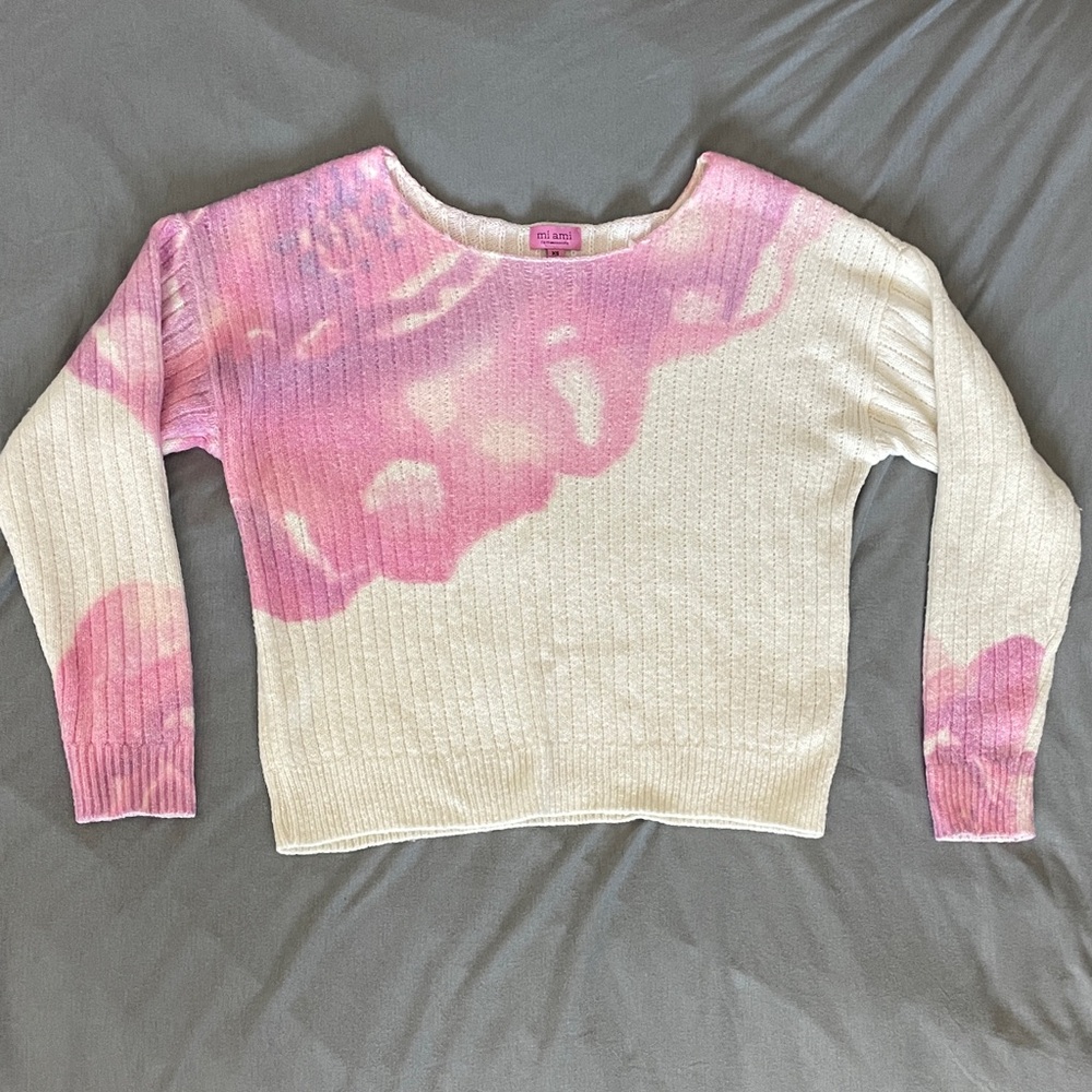 Francesca’s Pink and White Knit Sweater